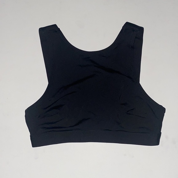 H&M Black High Neck Crop Top Bra Bikini Top Buckle at the Back Sz 4 - Picture 4 of 5